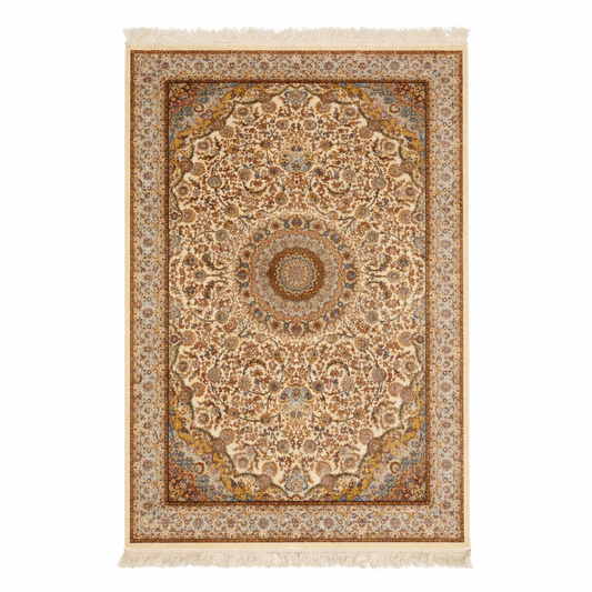 Ornate Persian Style Medallion Cream Area Rug