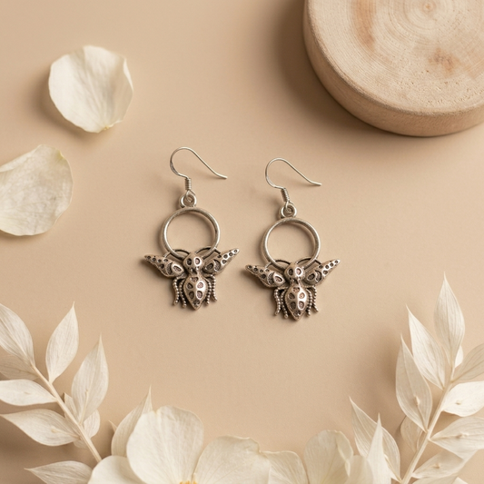 92.5 Sterling Silver Intricate Bee Earrings