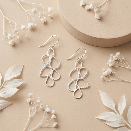 Cascading Silver Dewdrop Open Link Earrings