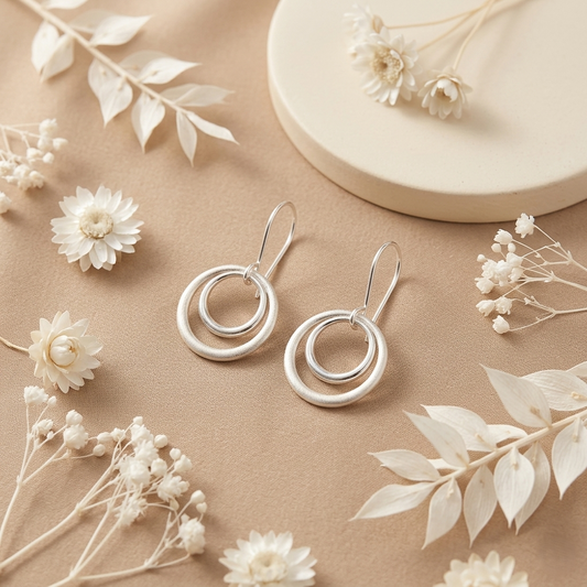 Celestial Harmony Double Circle Silver Drops
