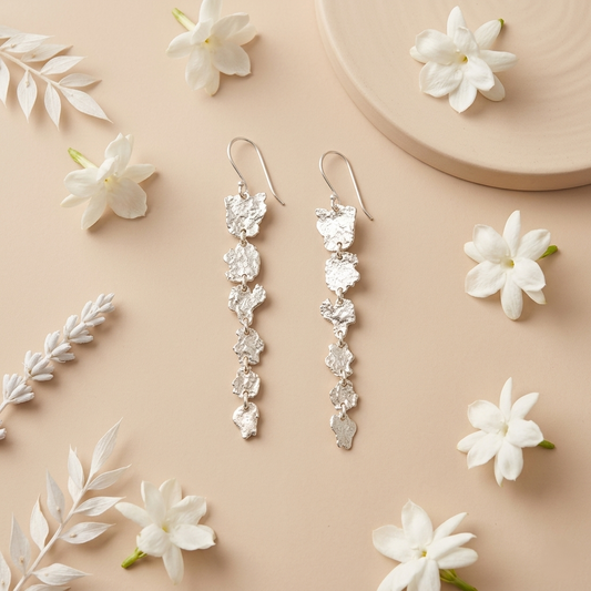 Artisanal Textured Sterling Silver Linear Drops