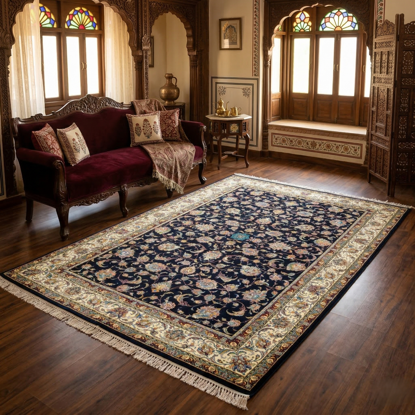 Midnight Floral Persian Style Area Rug
