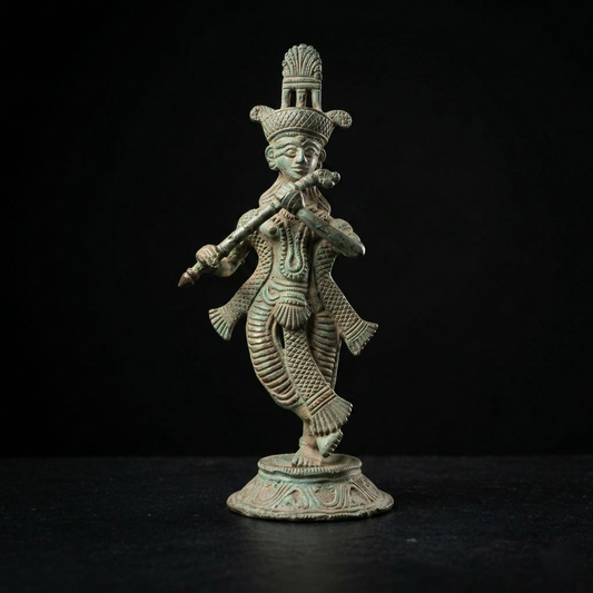 Lord Krishna Playing Flute Brass Idol