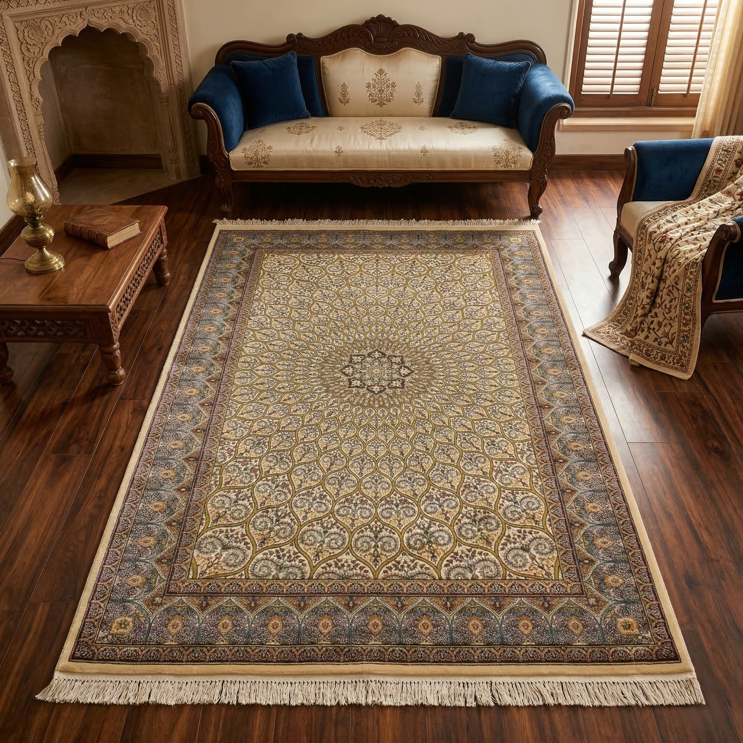 Royal Medallion Persian-Style Cream Rug