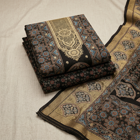Royal Ajrakh Heritage Unstitched Silk Suit