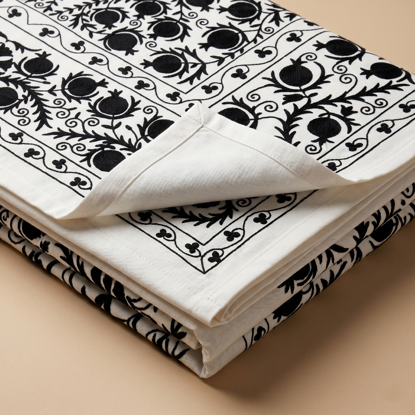 Monochrome Floral Handcrafted Luxury Cotton Bedcover