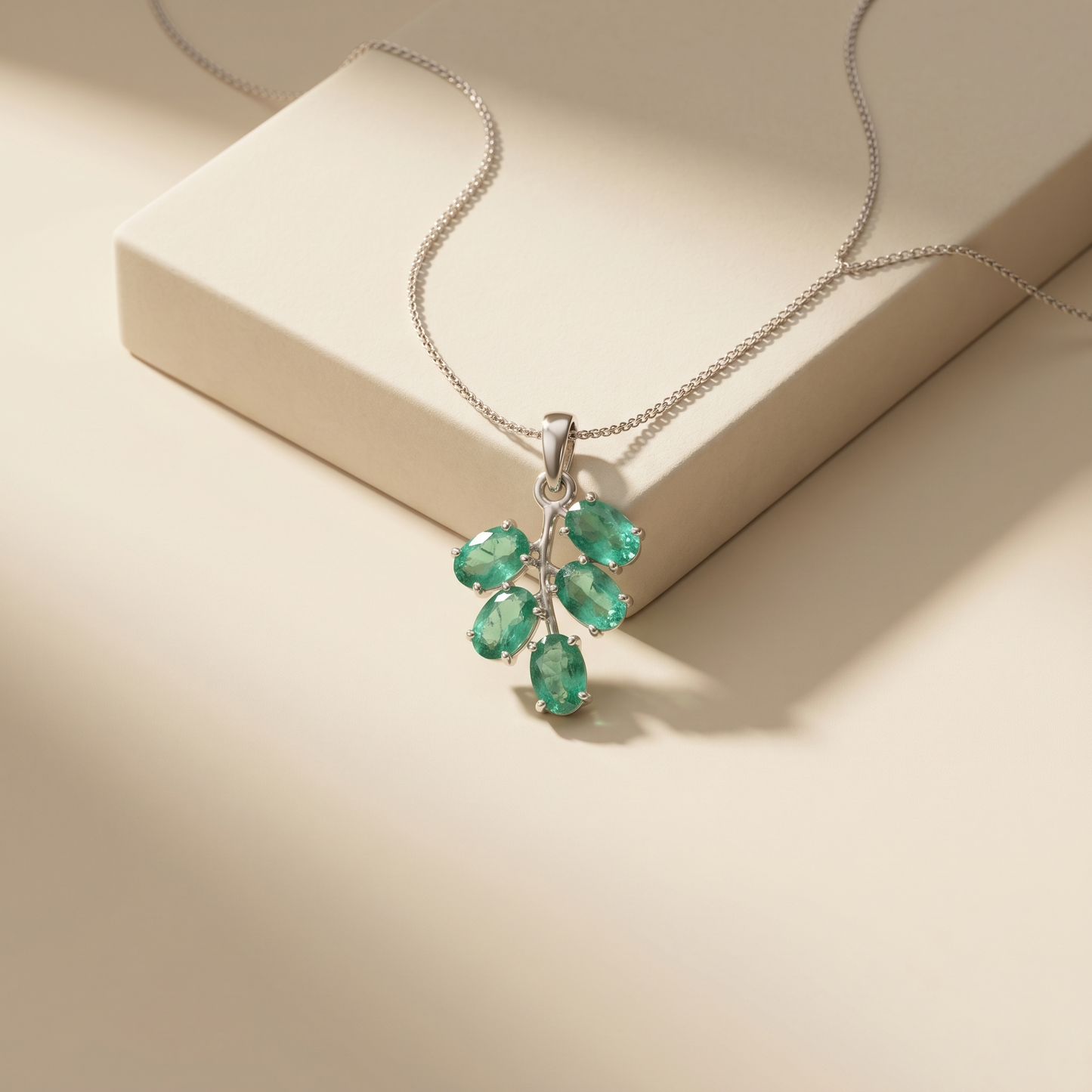 Premium Emerald Vine Silver Pendant
