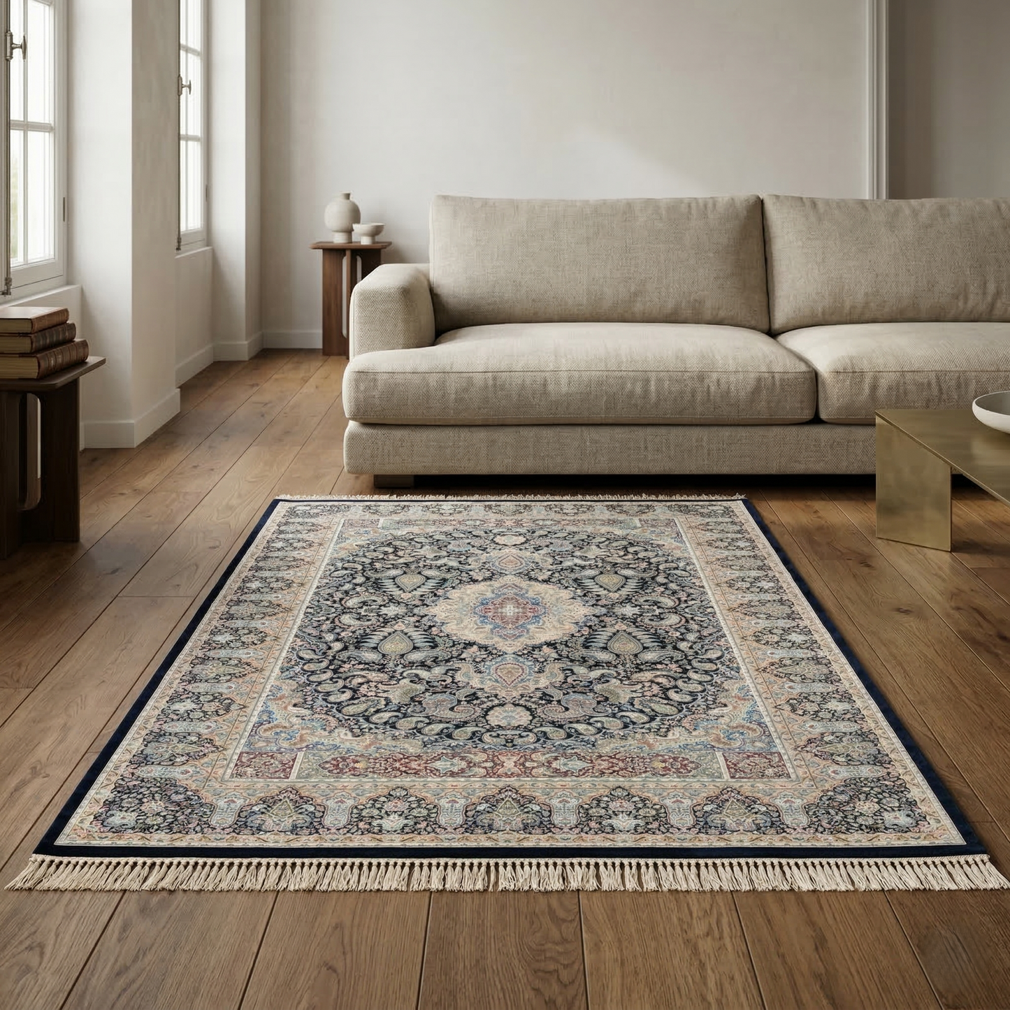 Traditional Royal Blue Medallion Persian Rug