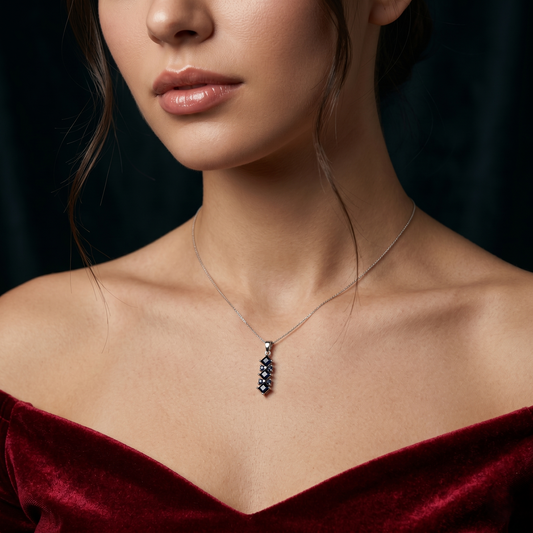 Elegant Geometric Blue Sapphire Silver Pendant