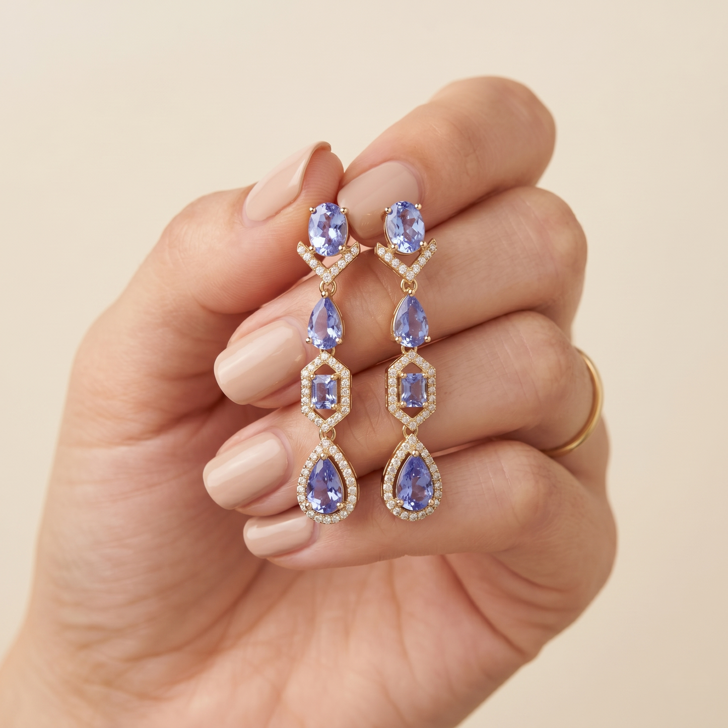 Elegant Tanzanite Victorian Drop Earrings