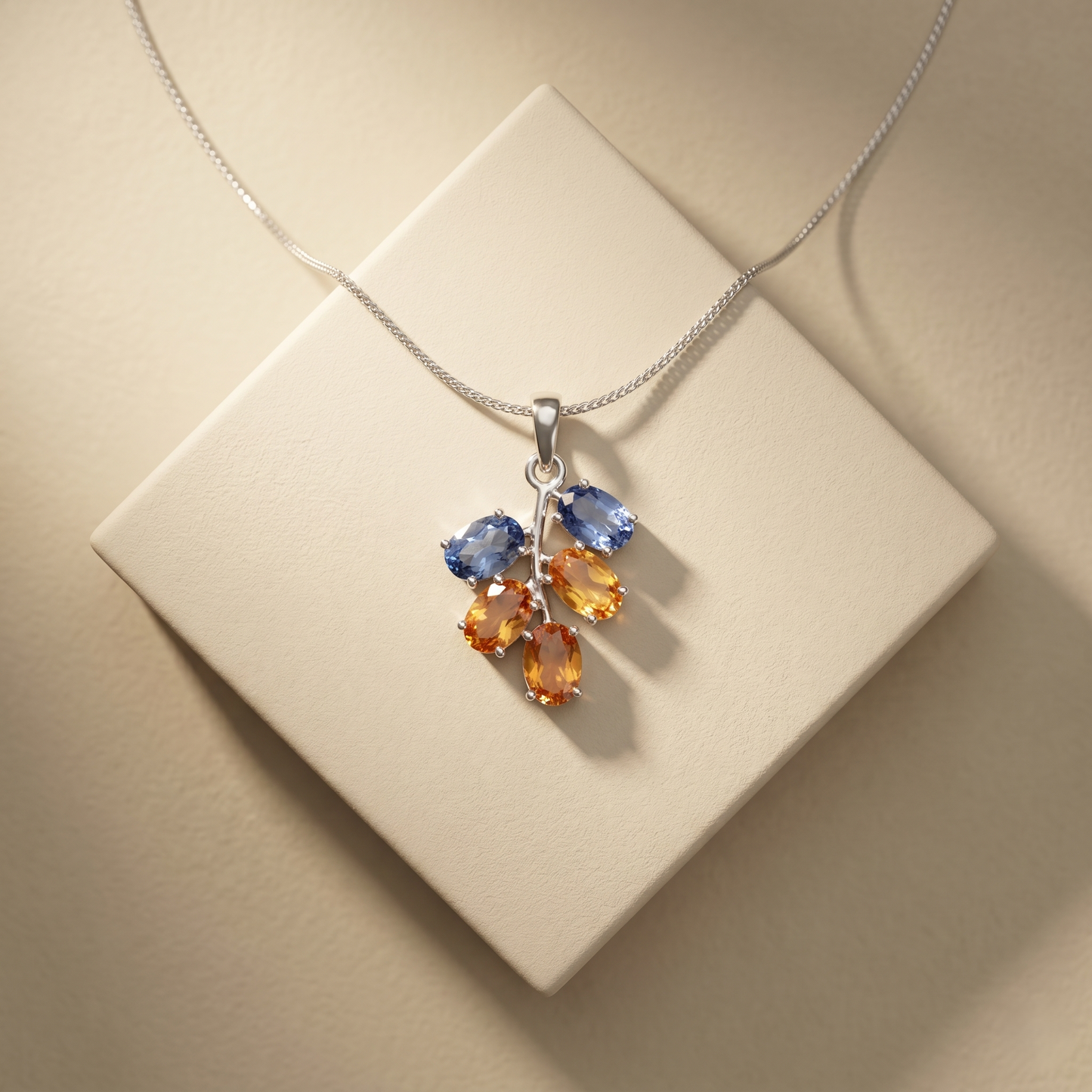Celestial Branch Silver Gemstone Pendant