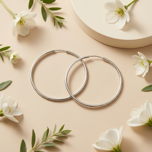 Sleek 92.5 Sterling Silver Hoop Earrings