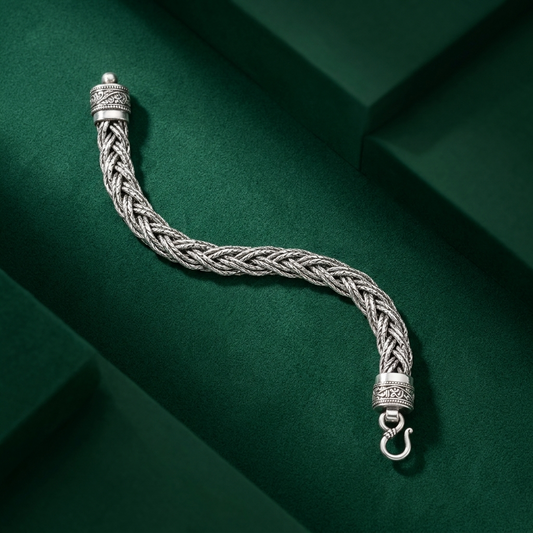 Handcrafted Intricate Braided Sterling Silver Bracelet