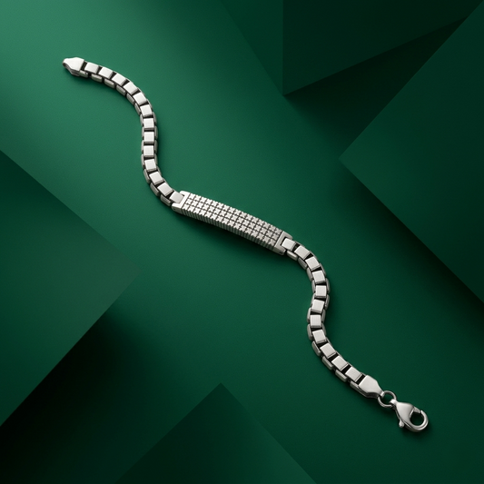 Geometric Sterling Silver Mesh Link Bracelet