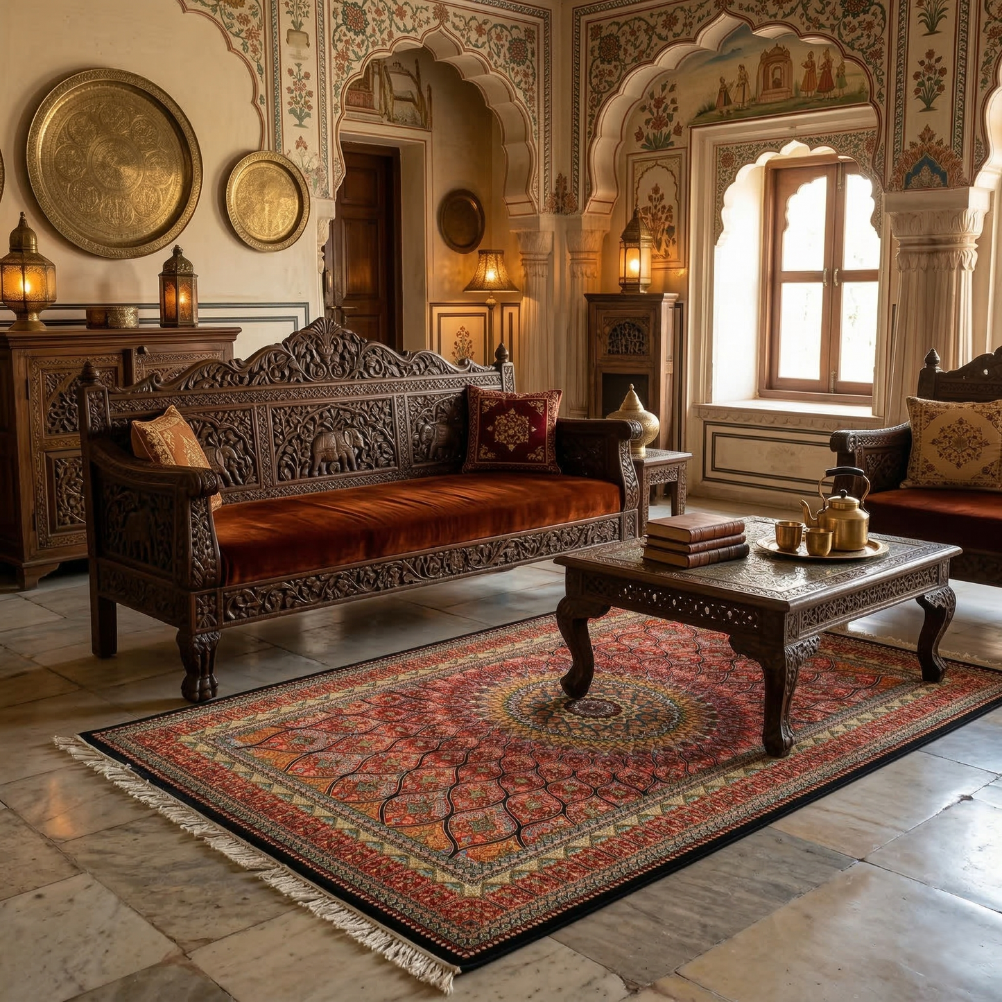 Royal Crimson Medallion Silk Persian Rug