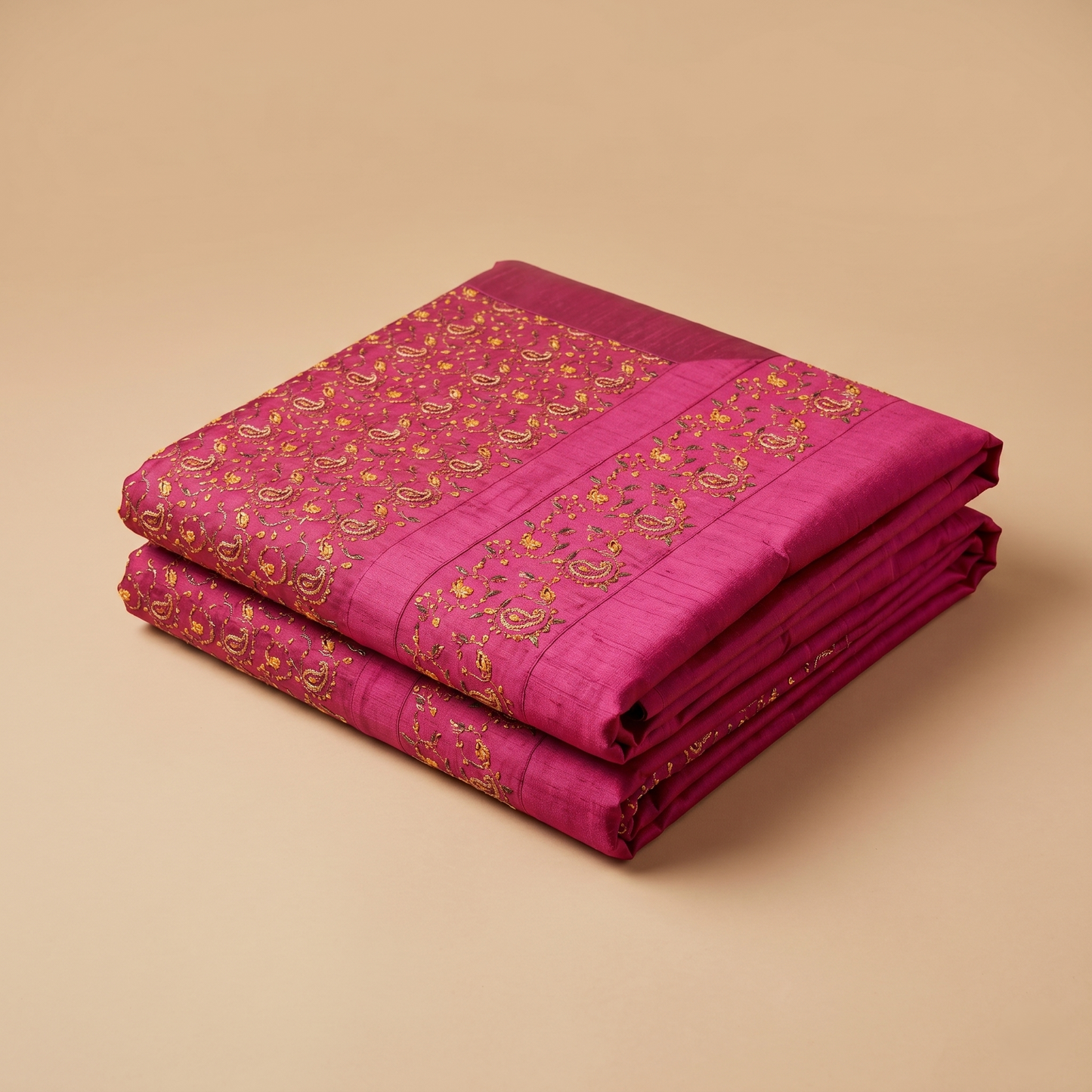 Royal Maroon Silk Buta Embroidered Bedcover