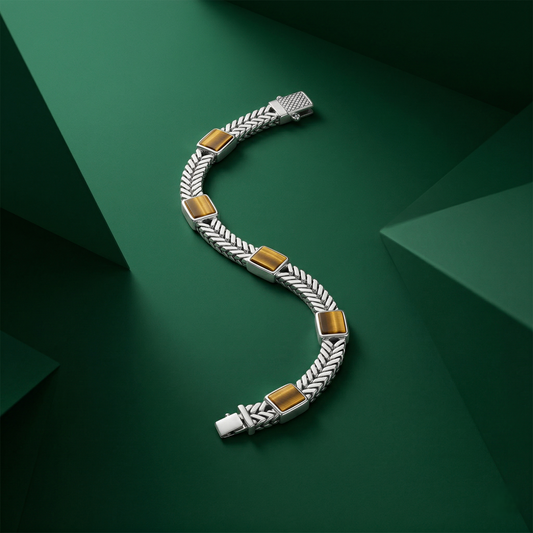 Silver Tiger’s Eye Luxe Linked Bracelet