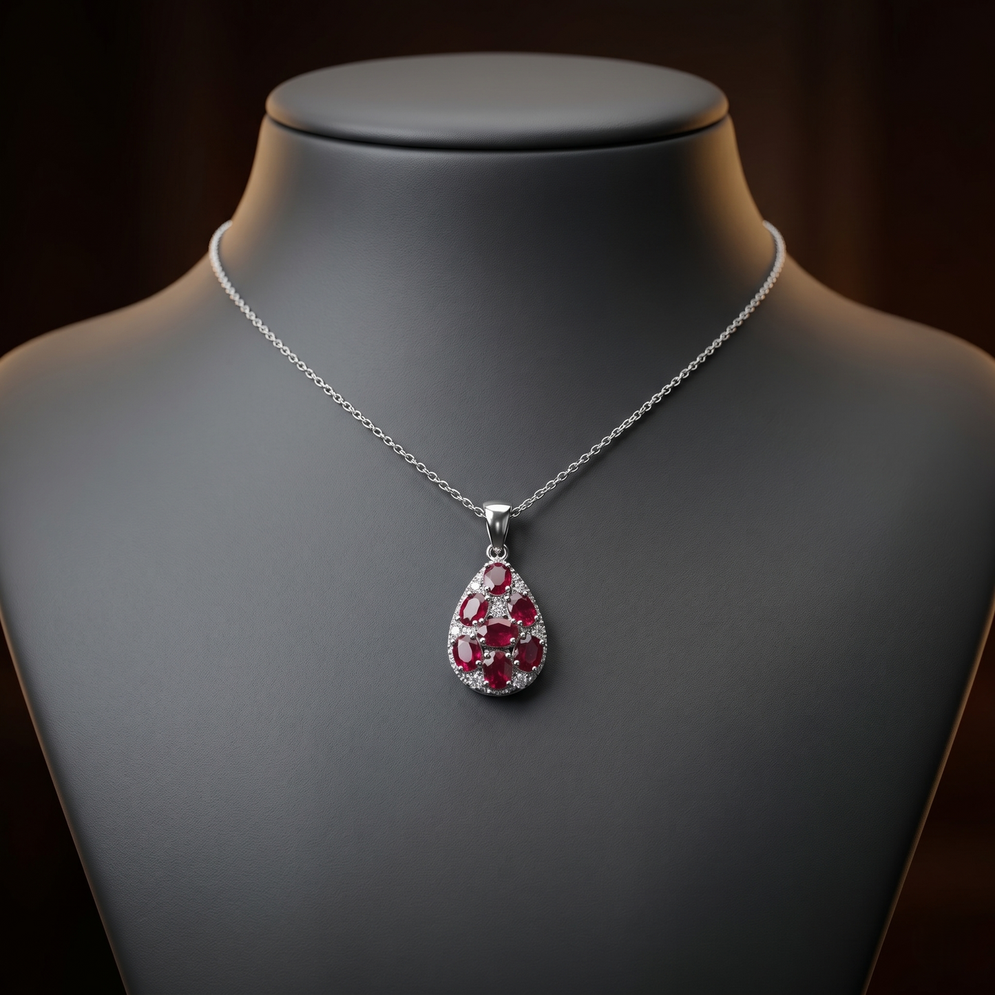 Royal Crimson Teardrop Silver Pendant