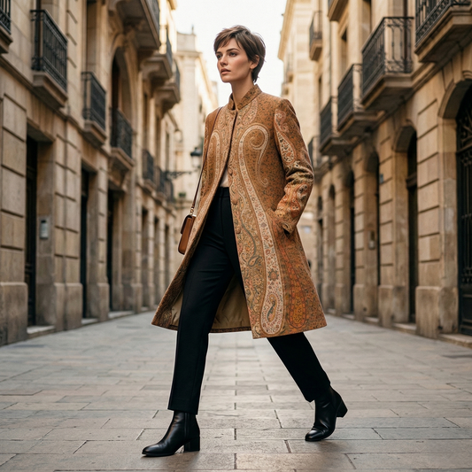 Elegance Defined Intricate Paisley Tapestry Coat