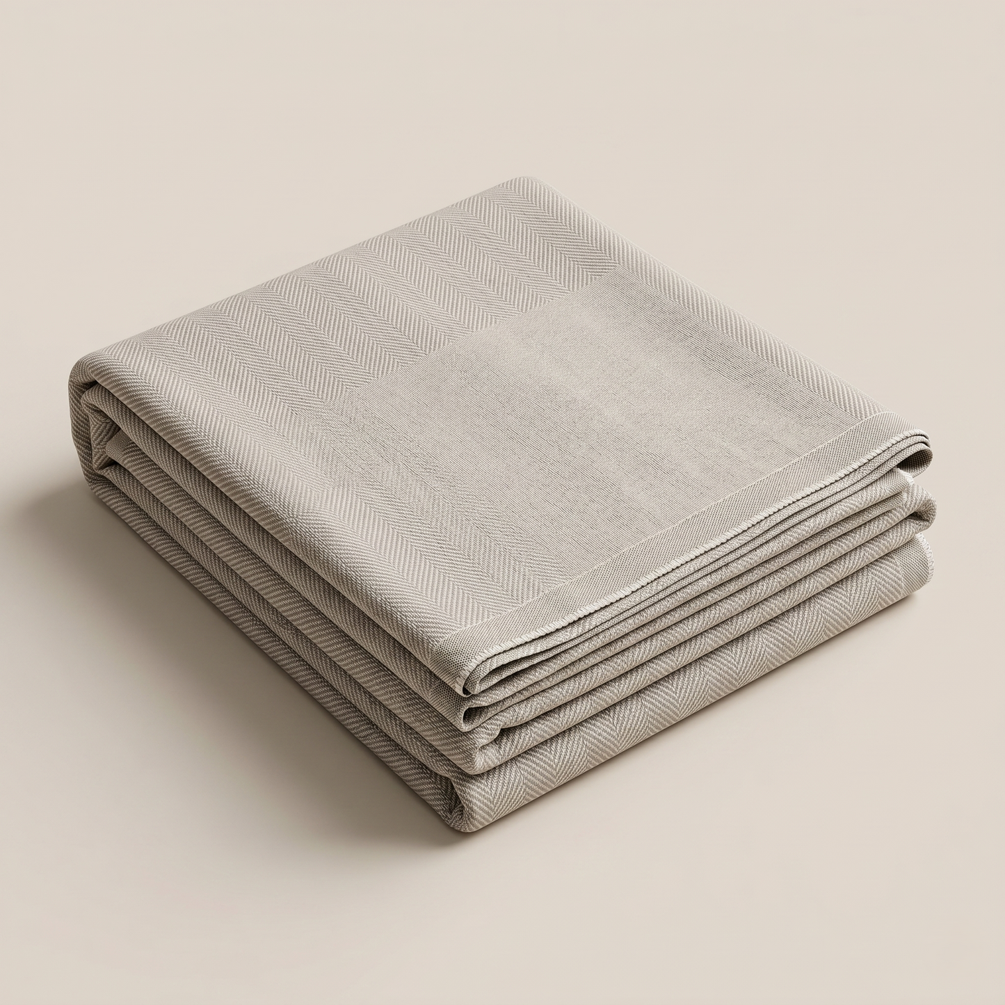 Minimalist Ivory Geometric Handcrafted Cotton Bedcover
