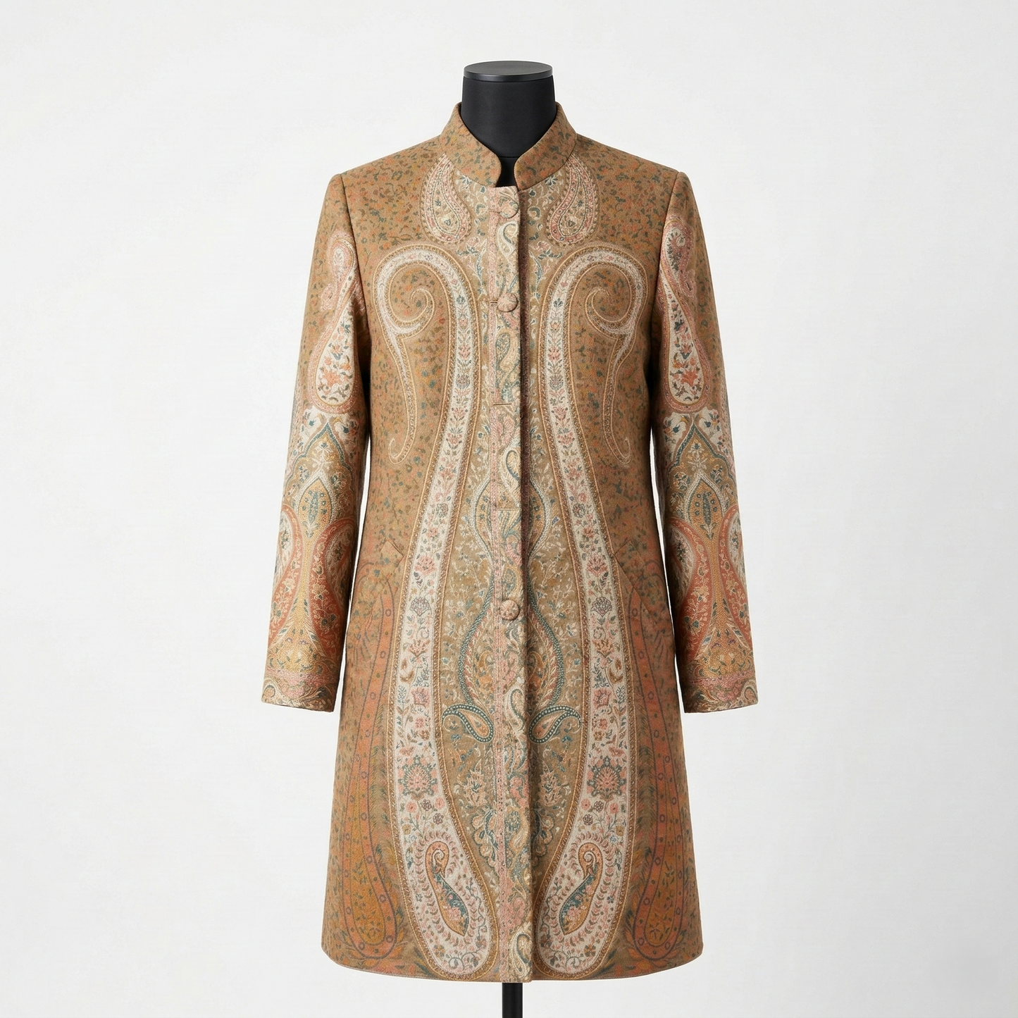 Elegance Defined Intricate Paisley Tapestry Coat