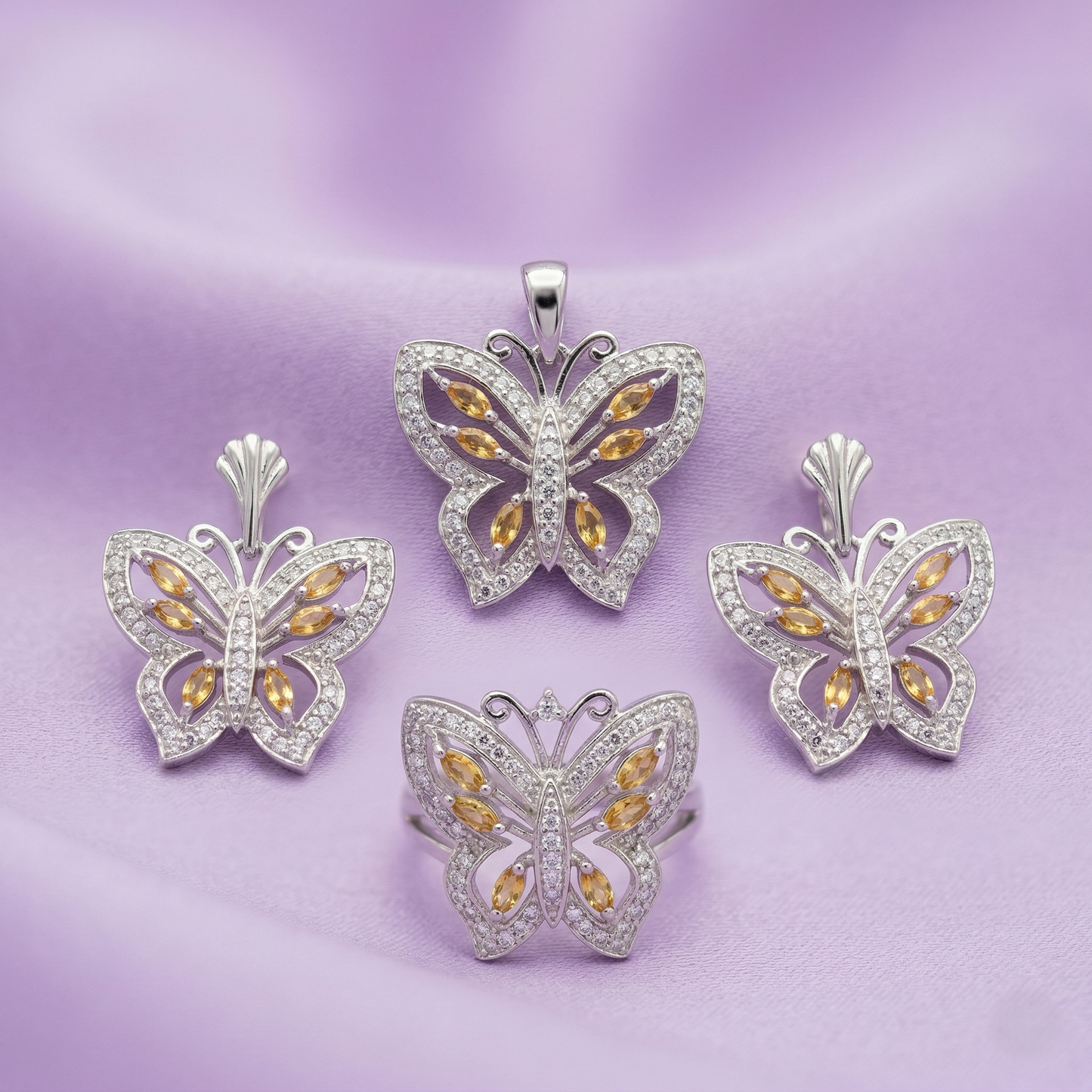 Celestial Flutter 92.5 Silver Pendant Set