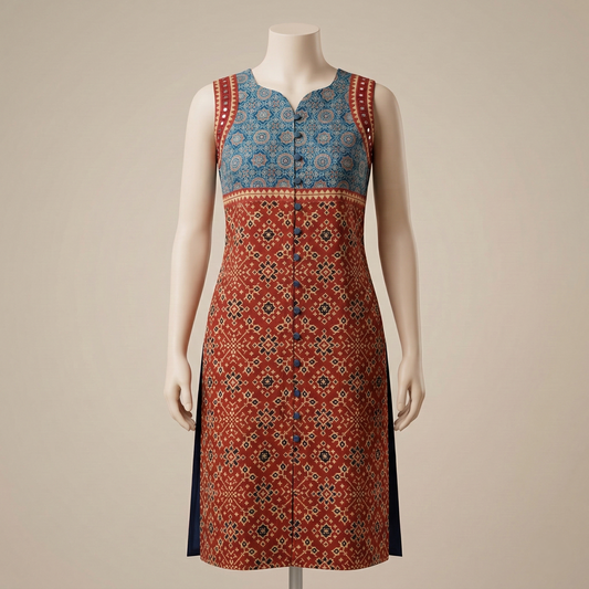 Floral Fusion Longline Button Down Kurti