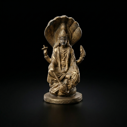 Handcrafted Brass Lord Vishnu Sheshnag Idol