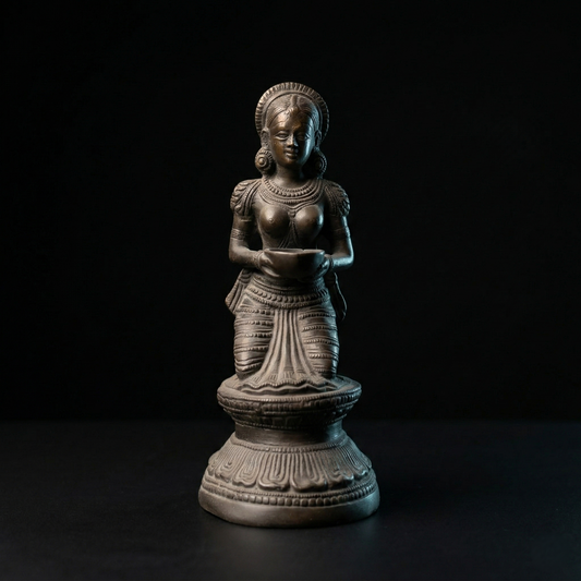 Vintage Brass Lady Diya Statue