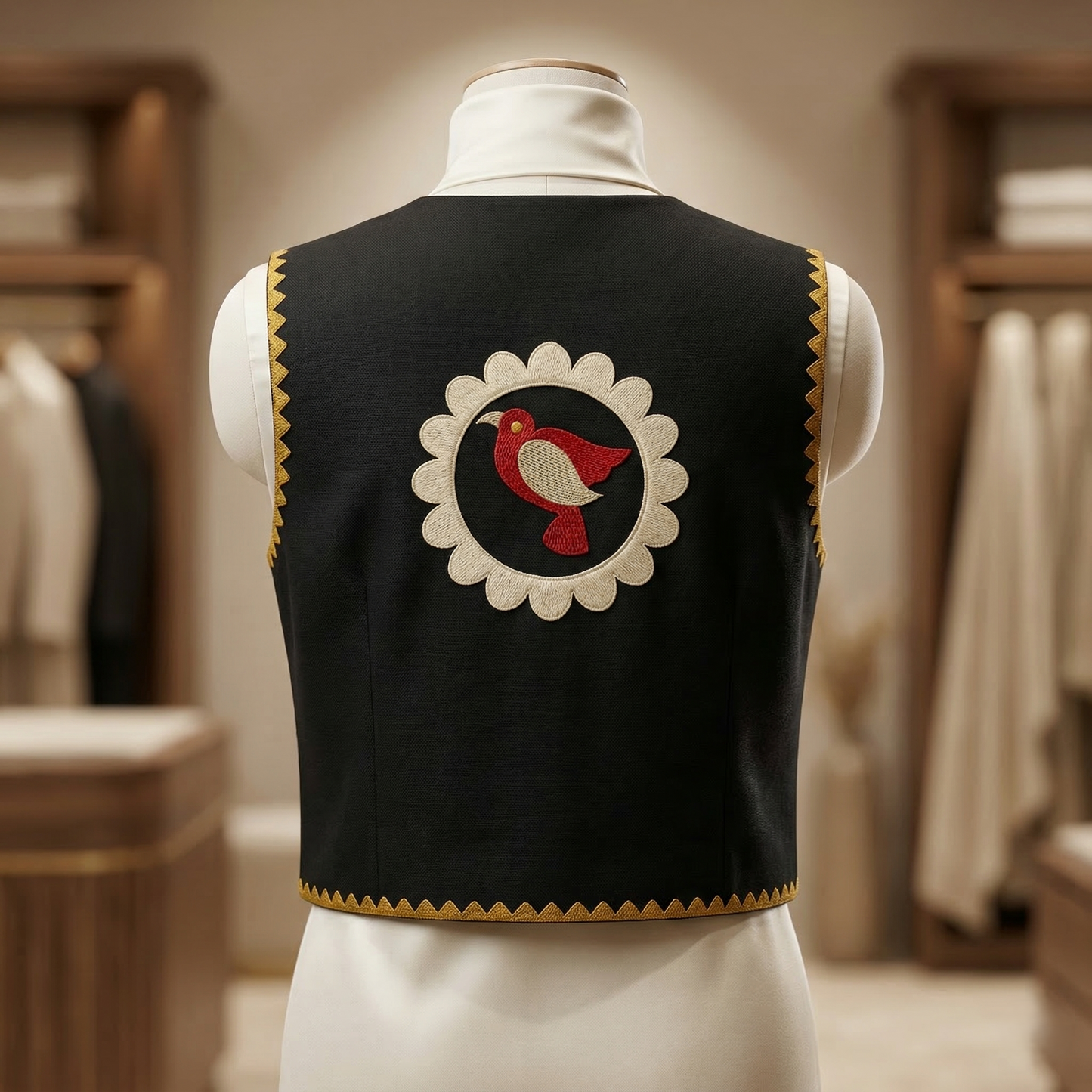 Floral Folk Art Embroidered Waistcoat Vest