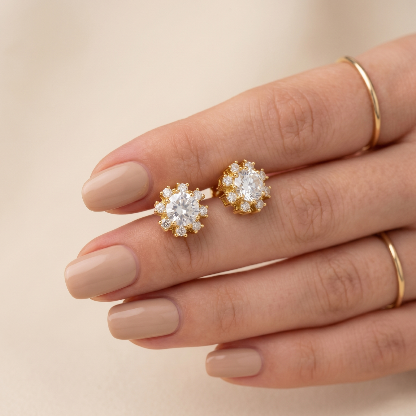 Moissanite Flower Silver Stud Earrings