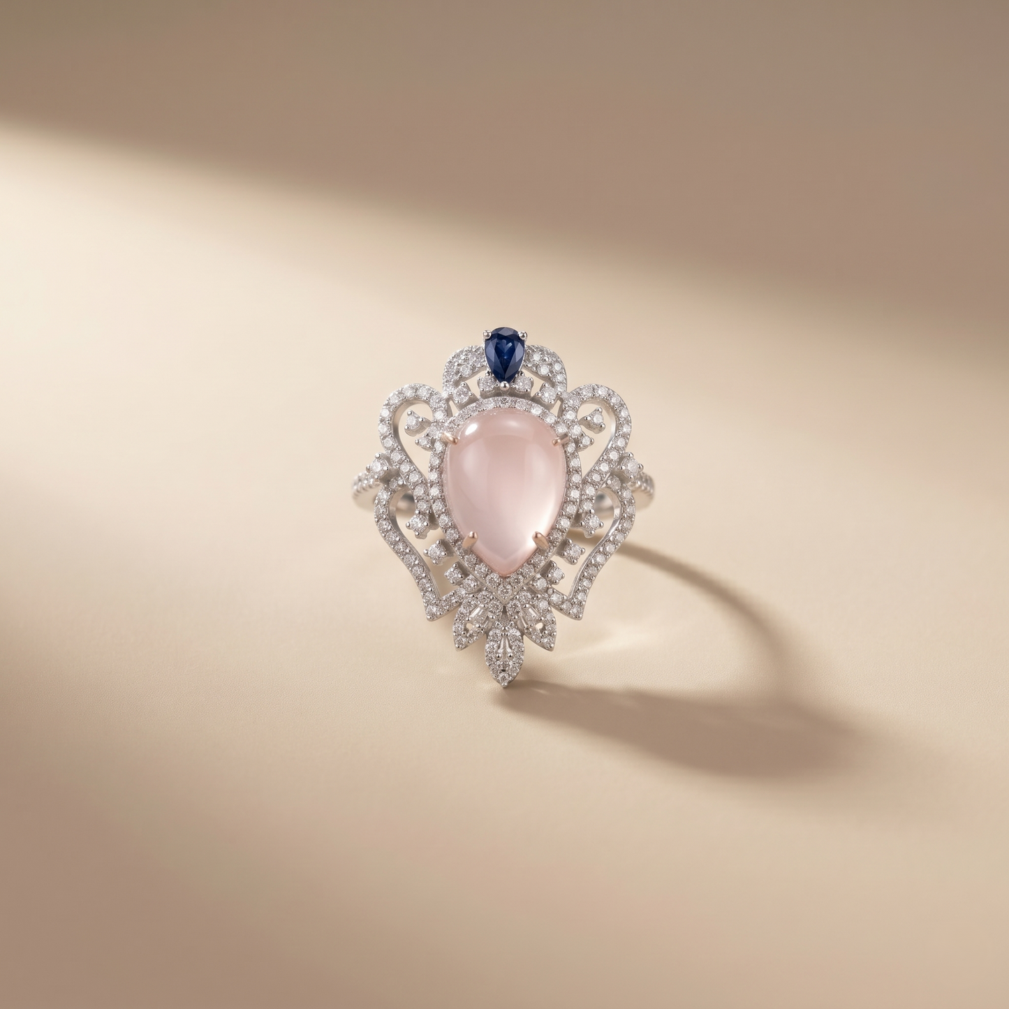 Vintage Regal Quartz Statement Gold Ring