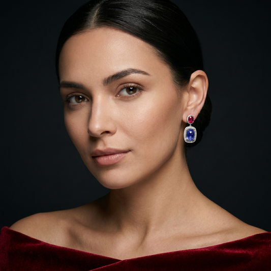 Victorian Royal Blue Sapphire Drop Earrings