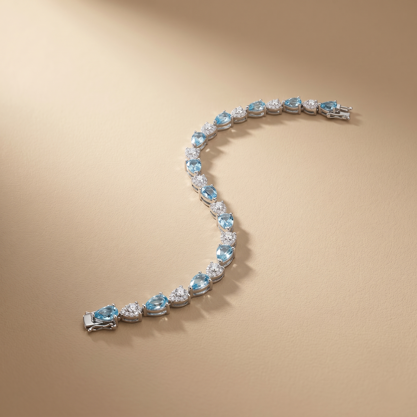 Elegant Pear Cut Aquamarine Silver Bracelet