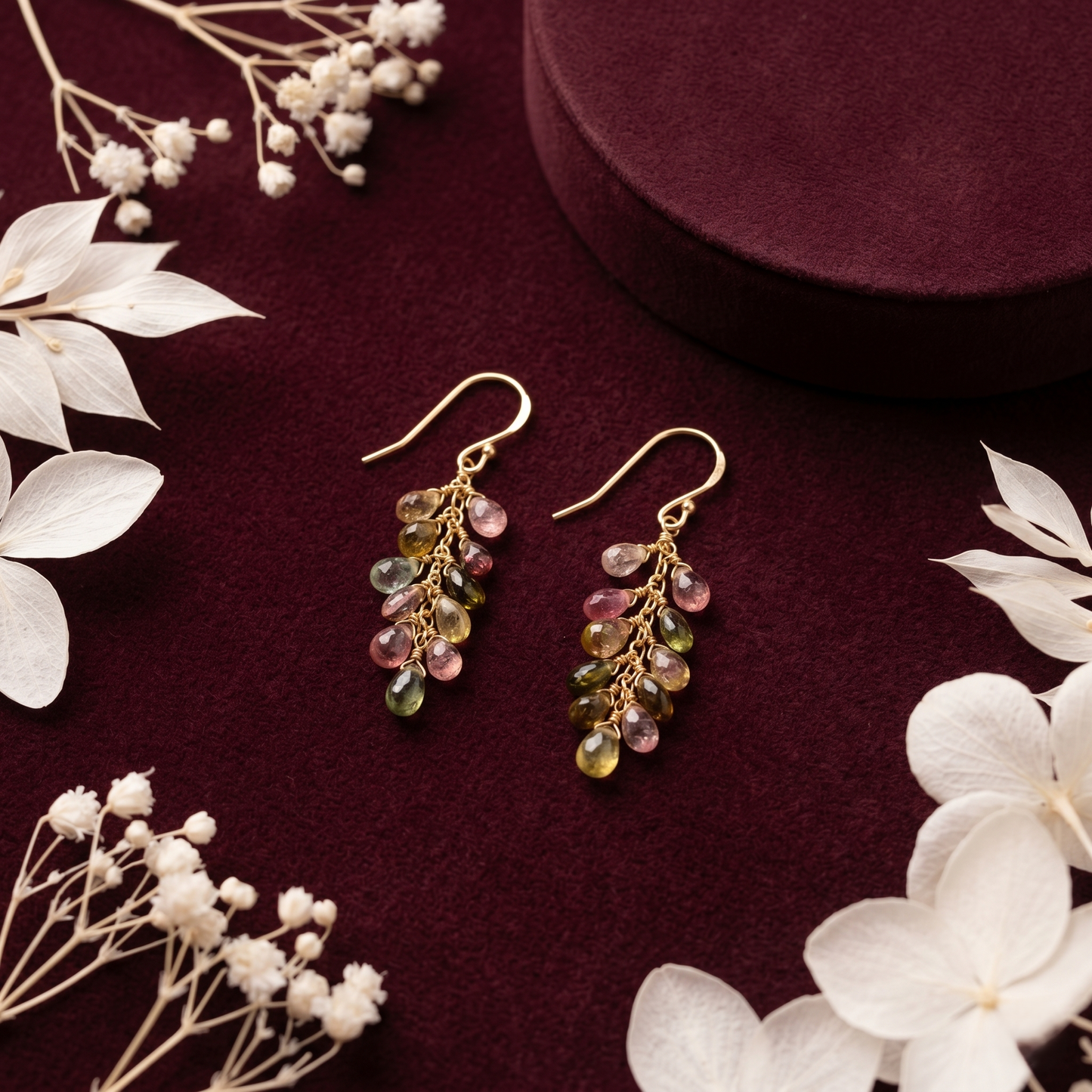 Handcrafted Gold Plated Silver Gemstone Earrings