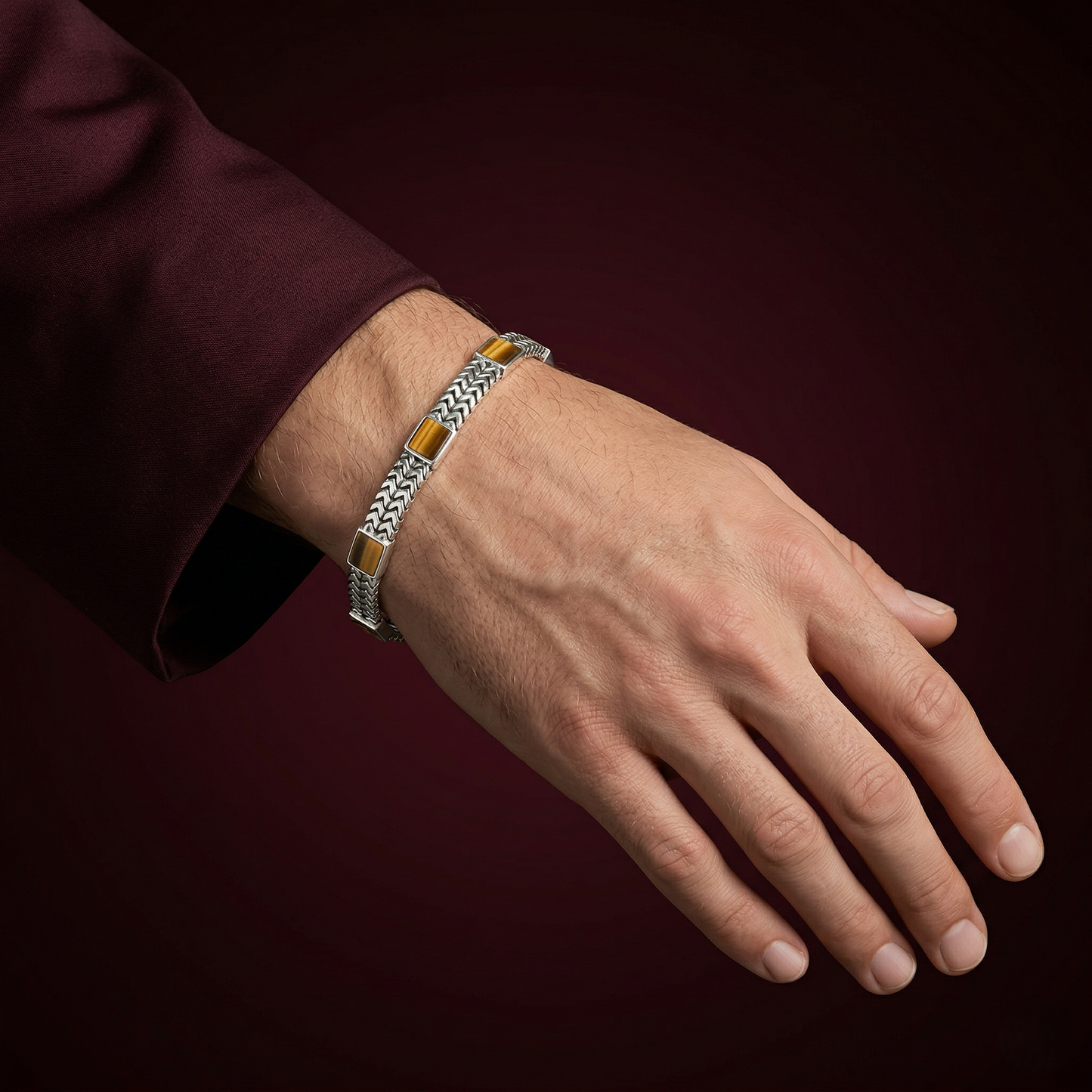 Silver Tiger’s Eye Luxe Linked Bracelet