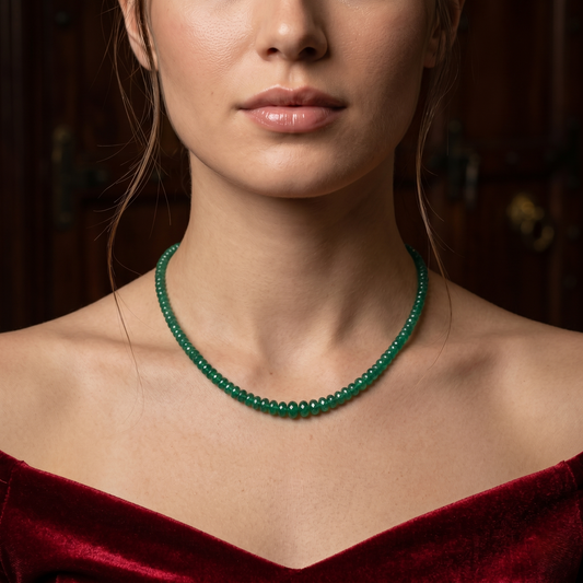 Radiant Sterling Silver Green Emerald Necklace