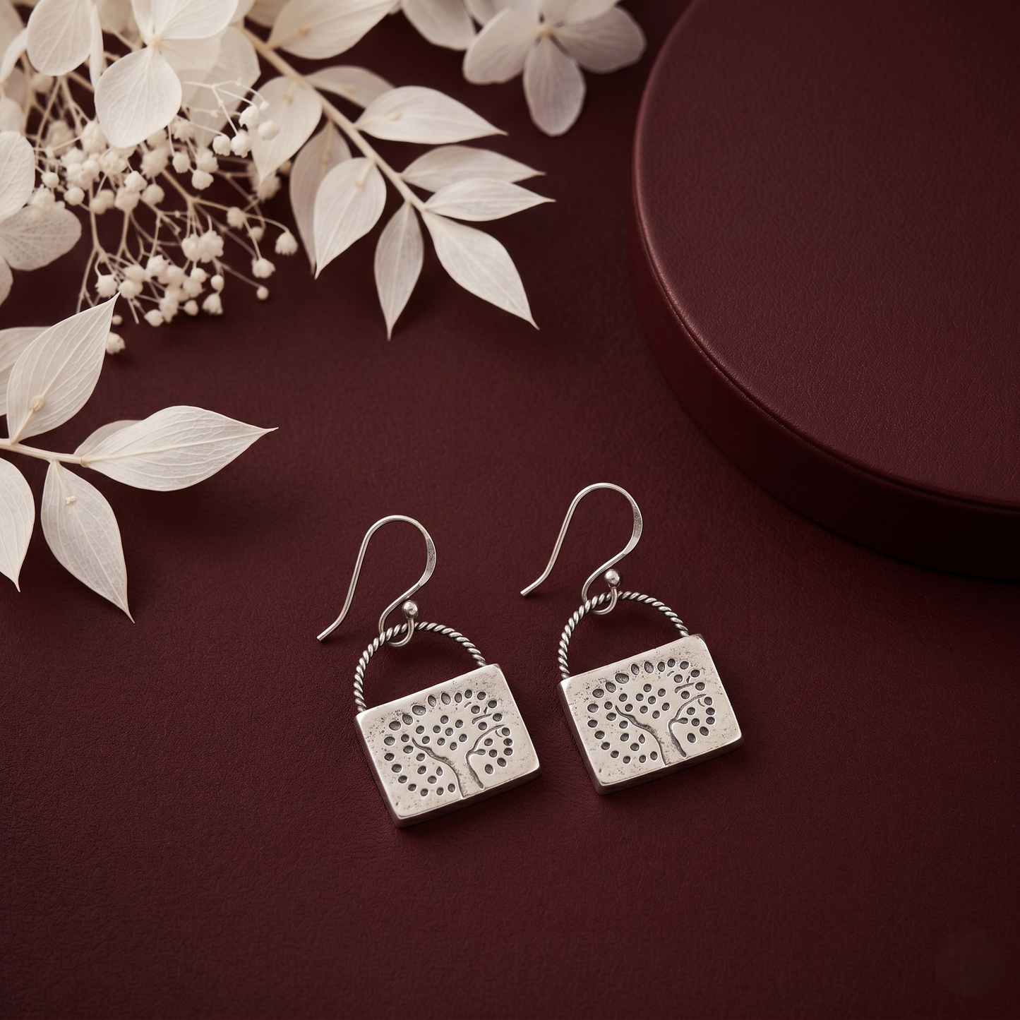 Handcrafted Tree of Life Silver Earrings
