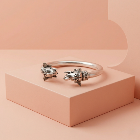 Handcrafted 92.5 Sterling Silver Elephant Kada