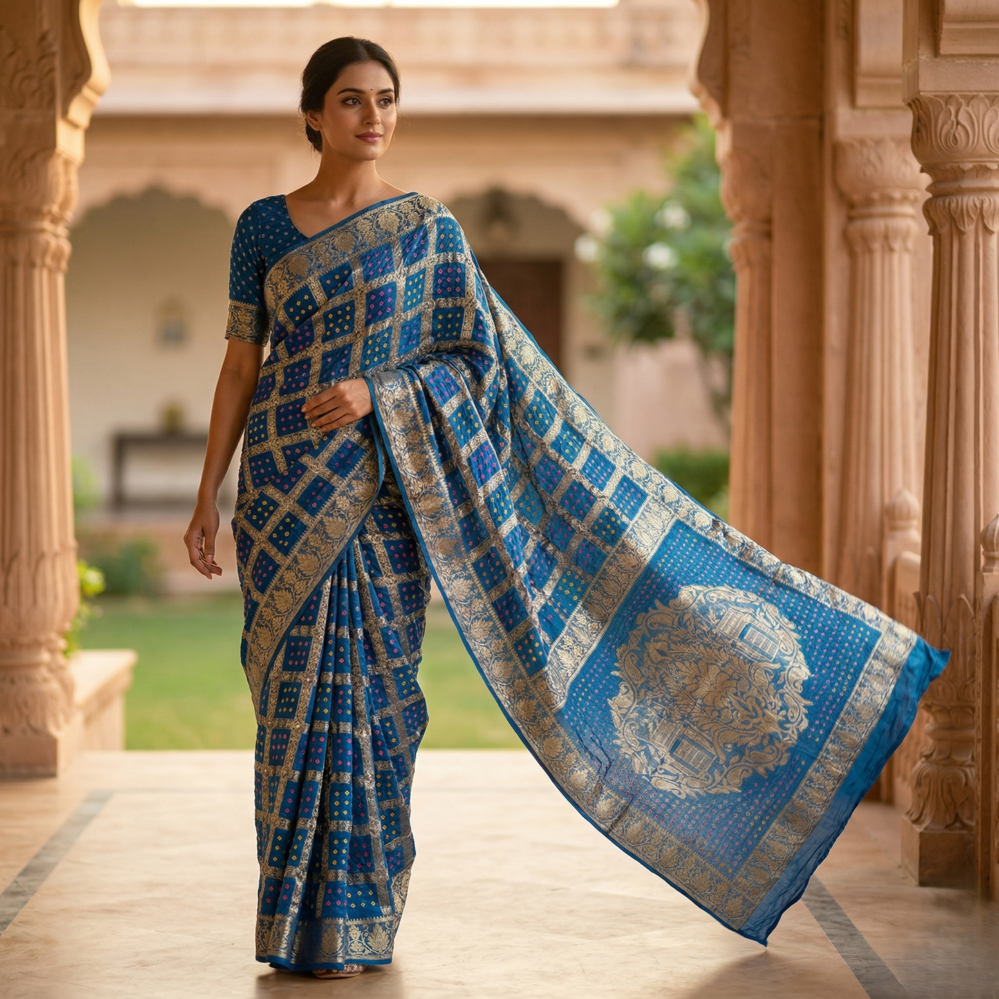 Exquisite Teal Banarasi Silk Patola Saree