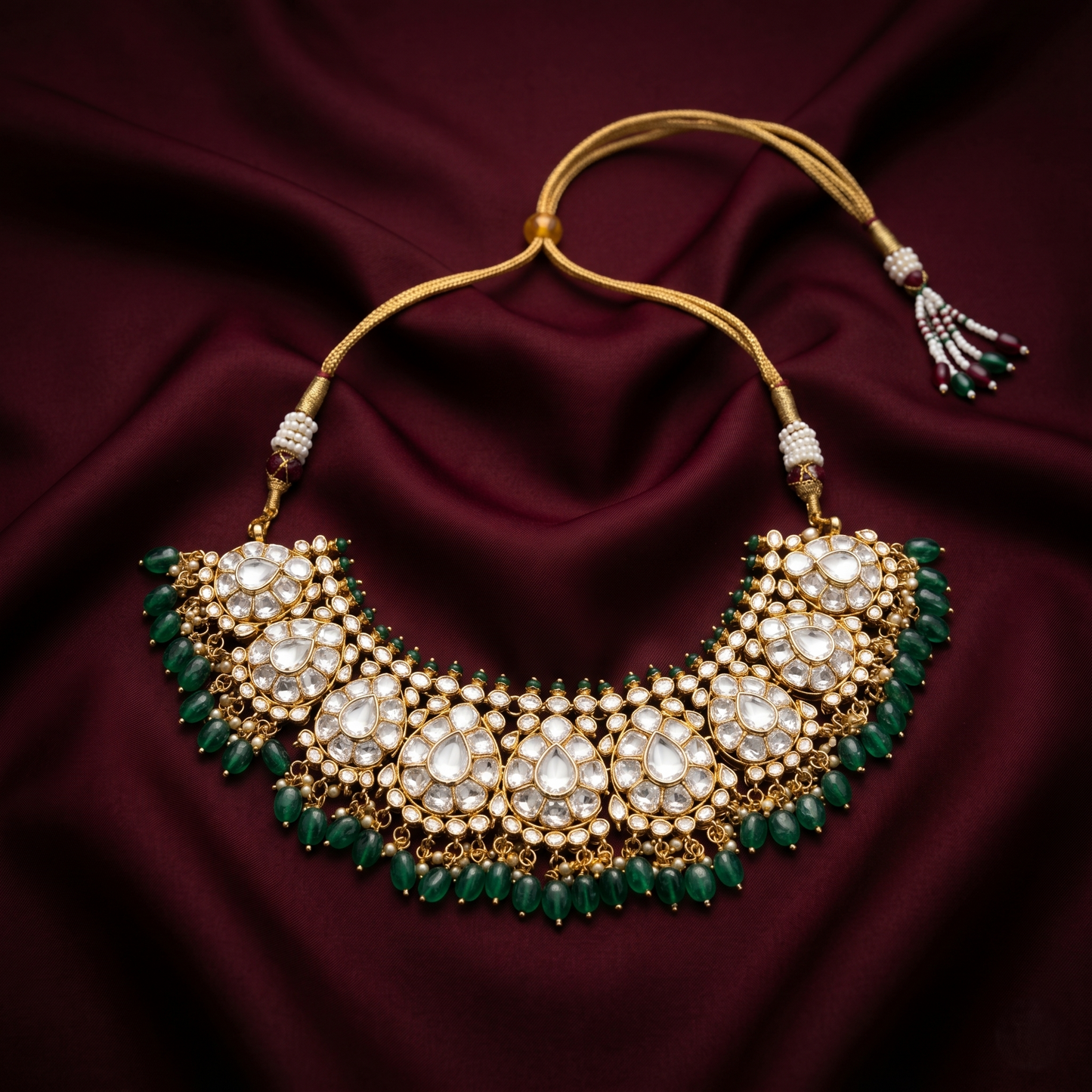 Royal Kundan and Emerald Silver Choker