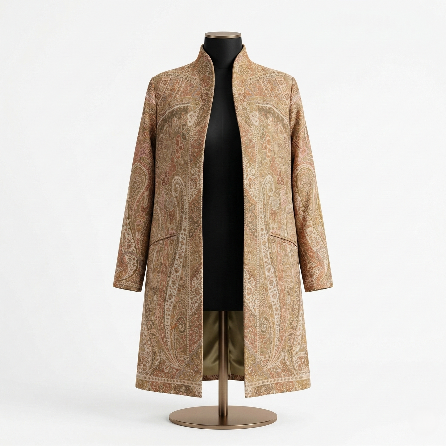 Handcrafted Aesthetic Paisley Patterned Long Coat