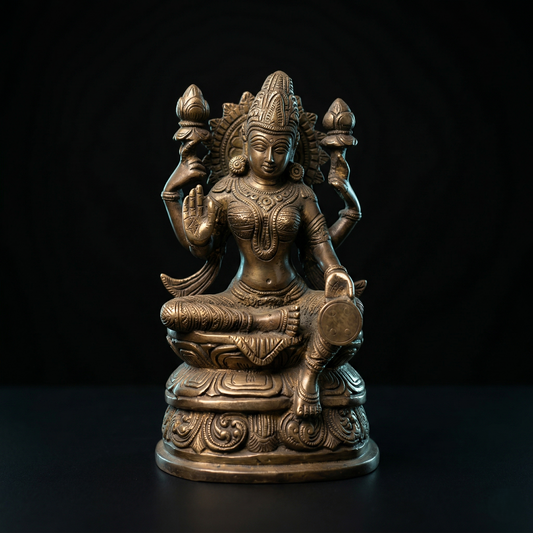 Divine Goddess Lakshmi Brass Heritage Statue