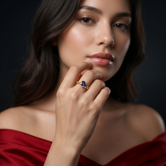 Royal Blue Sapphire Gold Cocktail Ring