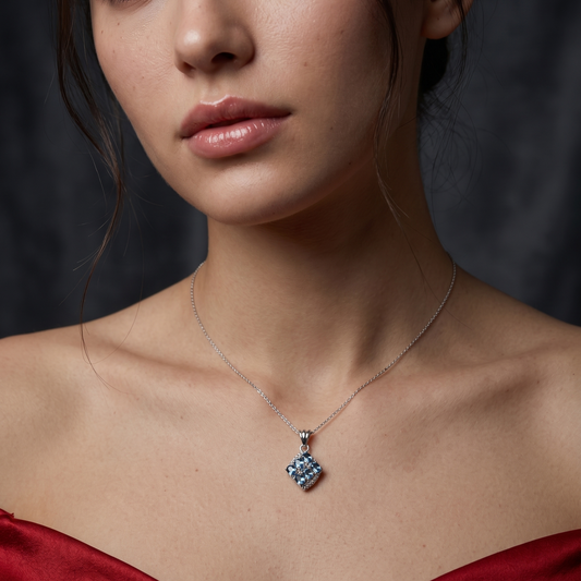 Royal Blue Topaz Silver Cluster Pendant