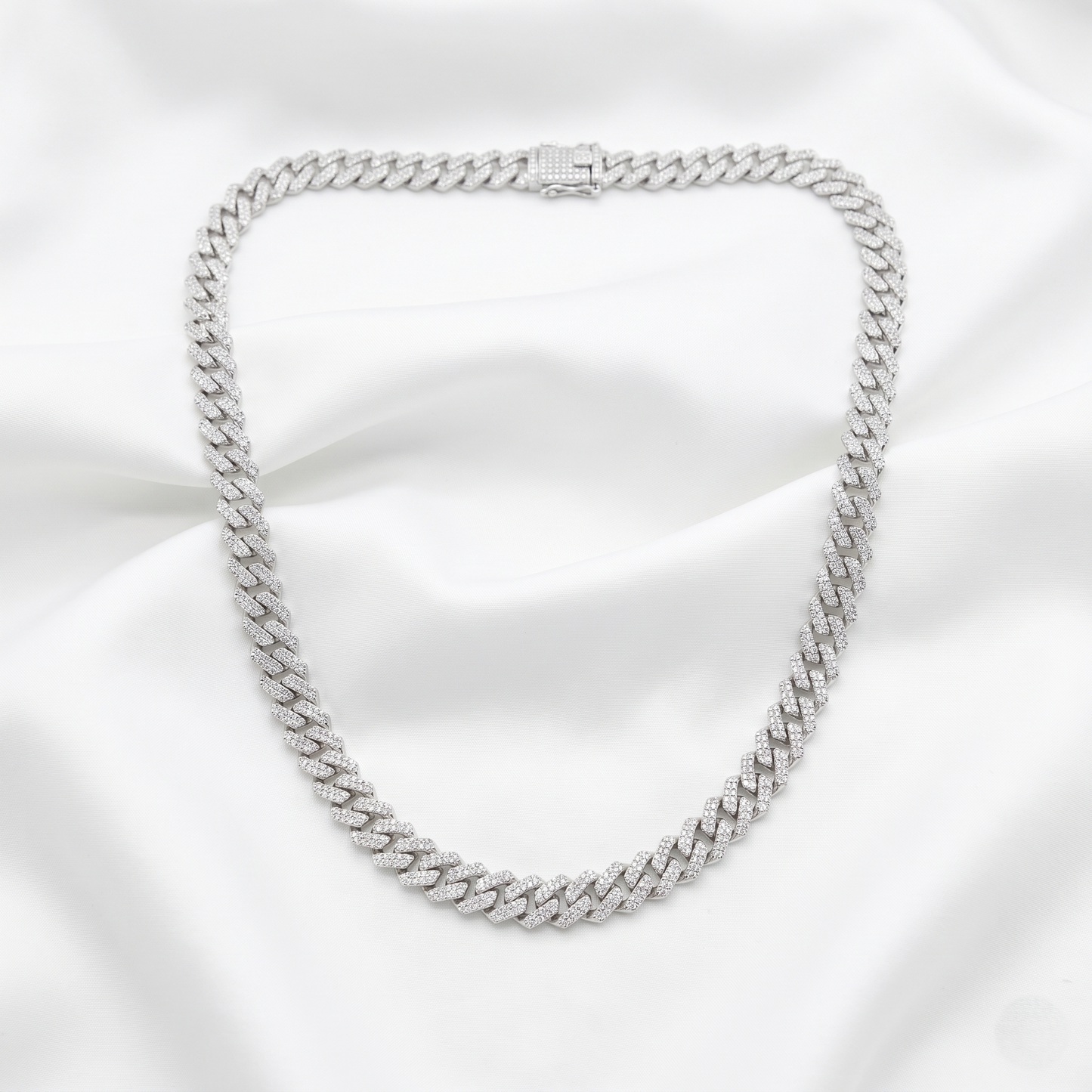 Iced Out Silver Cuban Link Chain