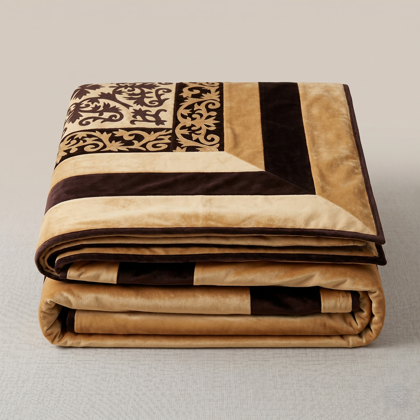 Royal Gold Geometric Luxury Velvet Bedcover