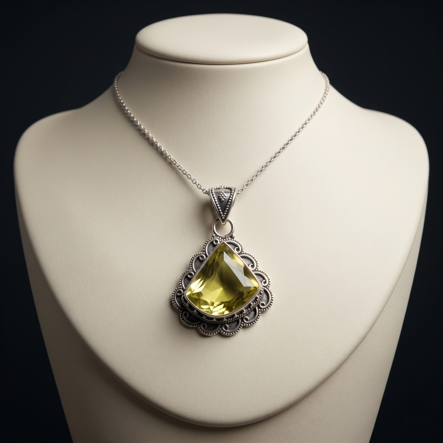 Handcrafted Citrine Silver Heritage Pendant