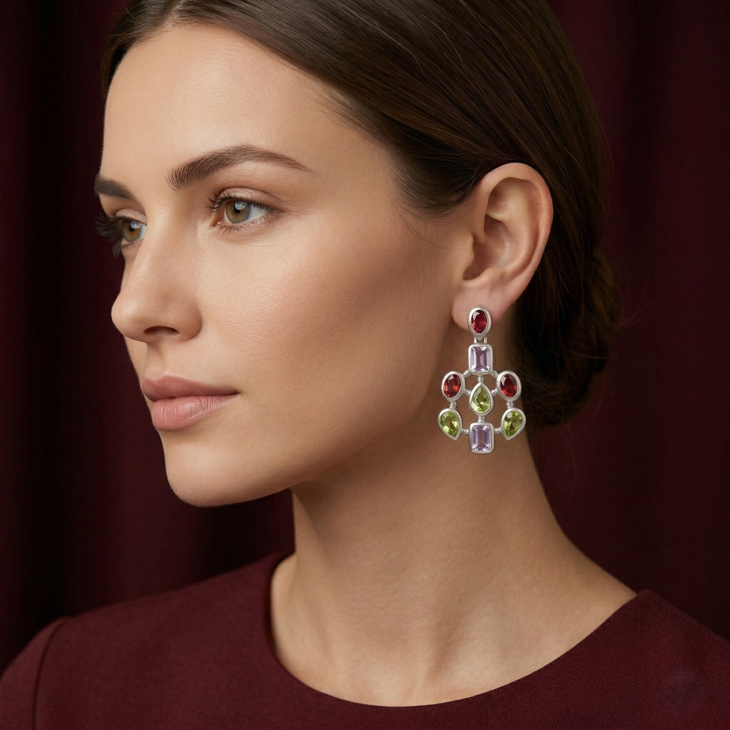Regal Multi-Gemstone 92.5 Sterling Silver Drops