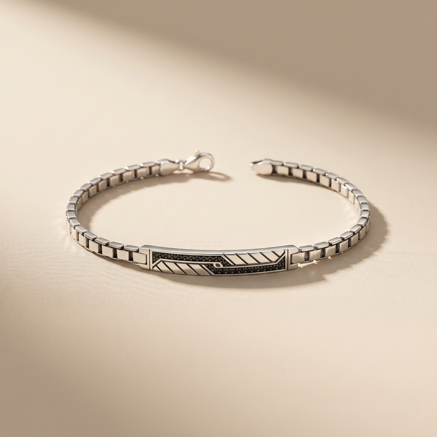 Geometric Textured Oxidized Silver Bar Bracelet